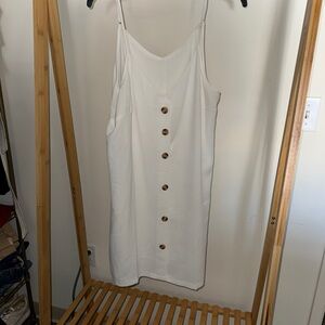 Ivory Button-Front Midi Dress